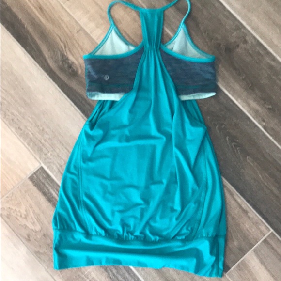 Lululemon NO LIMIT  tank - turquoise and gray sz 8 - Picture 3 of 4